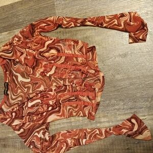 Almost Famous Marble Swirl Dress - Red and Brown